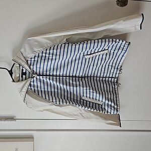 Tommy Hilfiger rain jacket womens S white/blue stripe, boat like beachy style